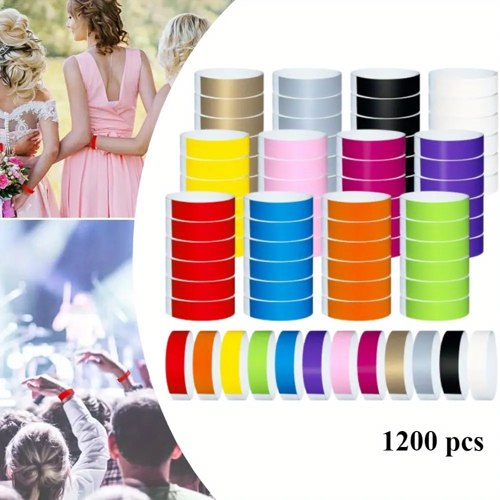 1200 Pcs Plastic Paper Wristbands for Events Neon Color Wrist Bands Concert Identification Wristbands Paper Bracelets Wristbands Party Hand Bands (Multicolor) charm summerwins