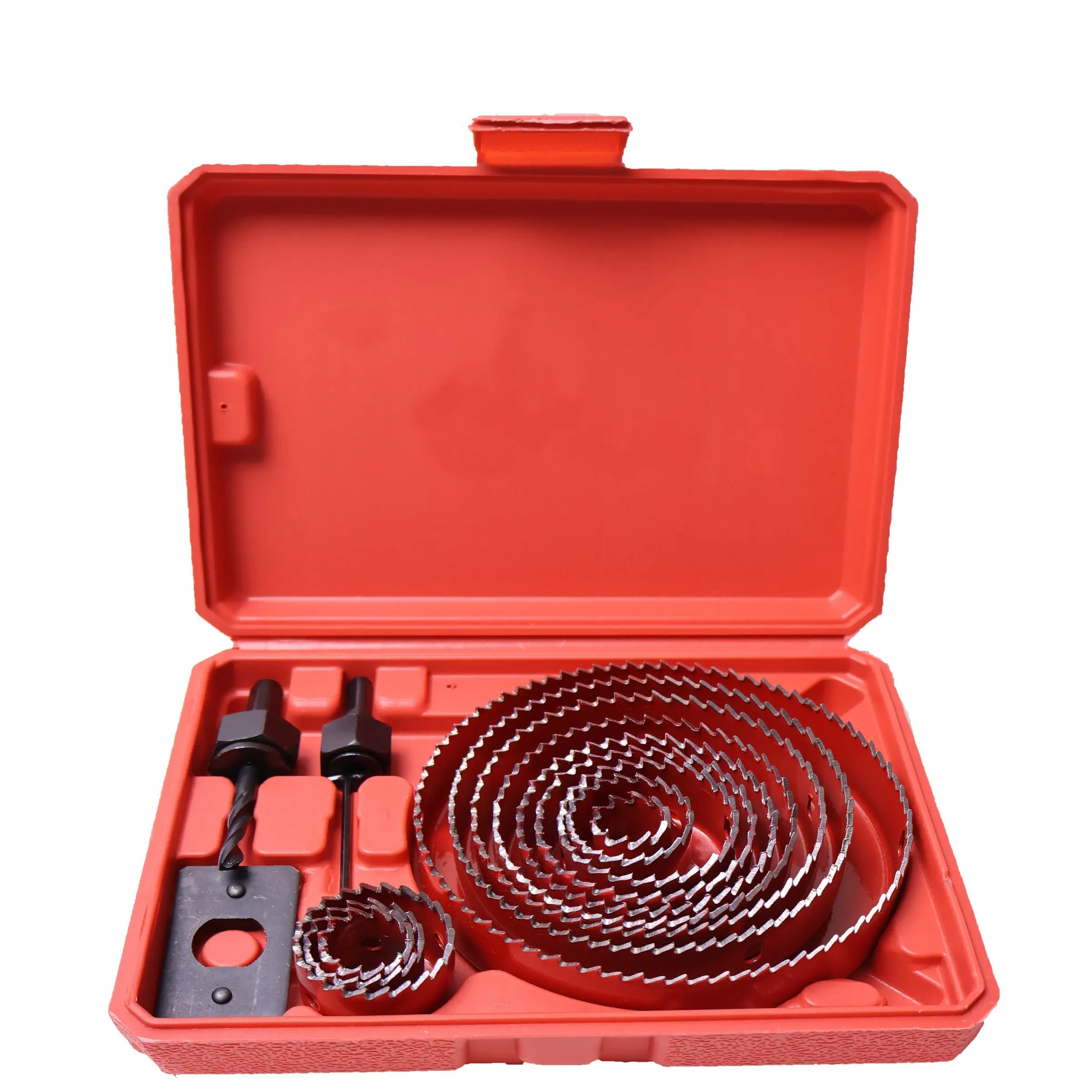 16-Piece Carbon Steel Woodworking Hole Saw Set, Cutting, High-Carbon Steel Construction, Precision Center Drill Bits, Triangle Handle Design, Metal Bits