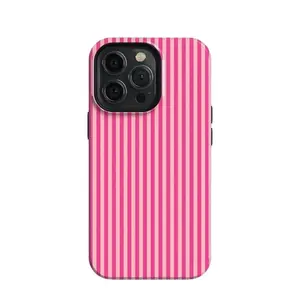 Striped Pink on Pink Tough Phone Case, Shockproot Phone Protective Cover,  Modern Floral Phone Cover For Iphone 13, 14pro,15  16 pro max 17
