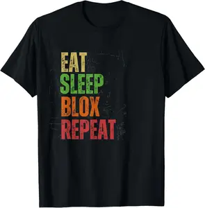 100% Cotton Blox Gaming Tee, Eat Sleep Blox Repeat, Kids Gaming T-Shirt