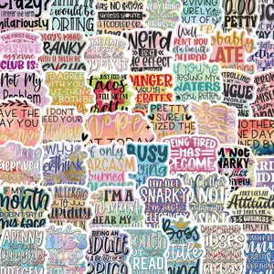 Sarcasm Themed Sticker, 50/1000pcs Letter Pattern Waterproof Self Adhesive Decor Paper, Decor Sticker for Gift Greeting Card Water Bottle Laptop Phone, Custom Sticker Ornaments