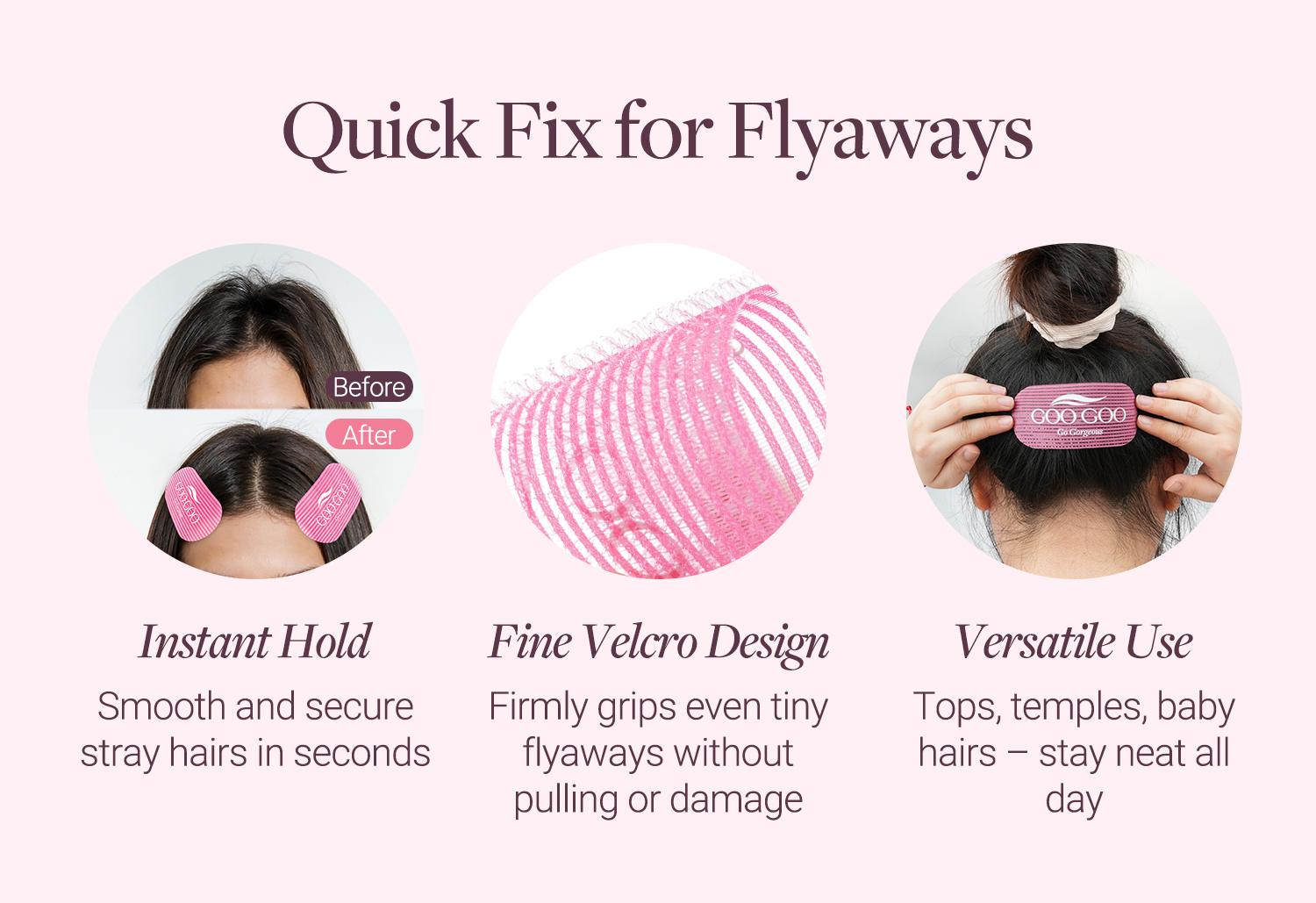 GOO GOO Hair Velcro Grippers 6PCS – Hair Extensions, Non-Slip Hair Holders for Sectioning & Styling, Flyaway Control, Soft & Reusable for Fine, Thick and Curly Hair, Men and Women, Salon and DIY