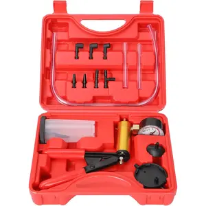 Car Brake Bleeder Kit (1 Set), Hand Vacuum Pump with Gauge Adapters, Automotive Vehicle Tool, Automotive Brake Fluid Bleeding Set for Bike Car Truck