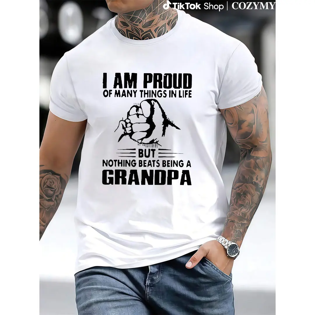 PAYEAH Proud Of Many Things In LifeNothing Being A Grandpa Monogrammed T-Shirt 100%  Cotton T Shirt