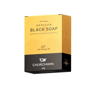 ChurchWin African Black Soap with Orange Oil (5.3 oz) Gentle Nourishing Cleanser & Body Wash. Cocoa & Shea Natural Comfort. Vitamins A, E & Iron. Tackles Acne & Eczema