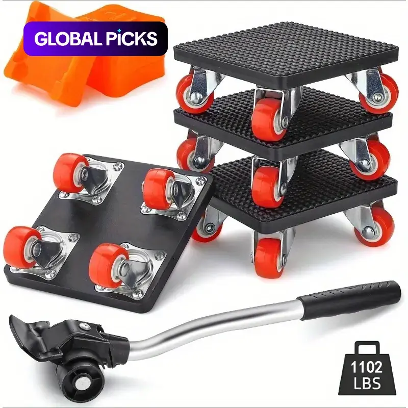 Furniture Lifter and Mover Tool Set, 360° Rotating Moving Rollers, Furniture Moving Wheels for Beds, Sofas, Desks and Other Heavy Furniture #GLOBAL PICKS