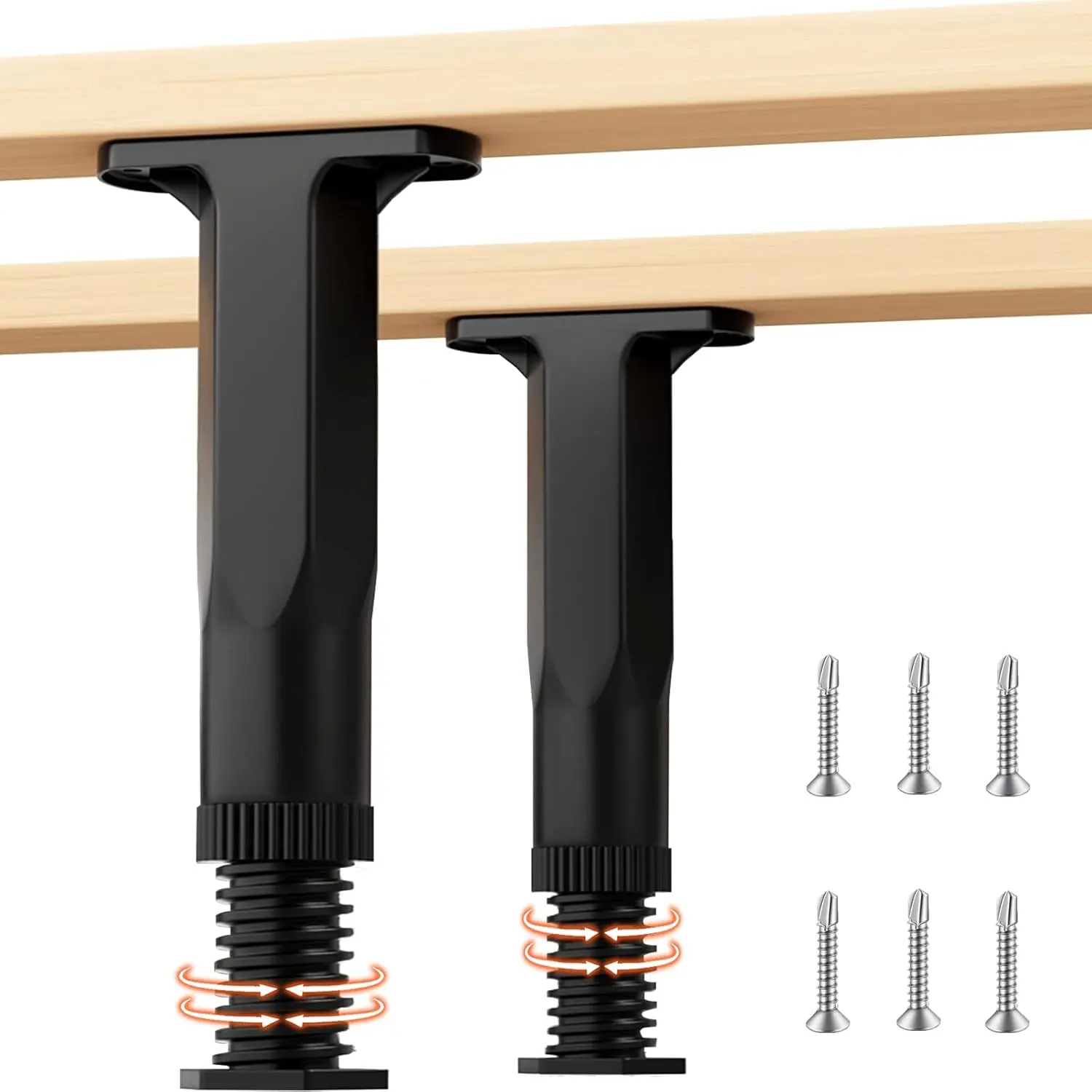 2PC Adjustable Size Bed Frame Stabilizing Legs, Universal Support Slats Reinforcement Replacement, 5.9-11 Inches Black