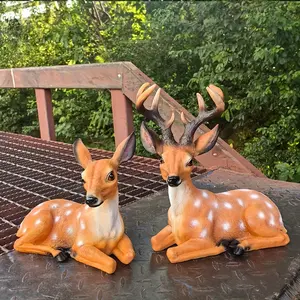 New Resin Deer Figurines - Handcrafted Couple Deer Sculptures, Elegant Wildlife Animal Statue Set for Home Decor, Artistic Resin Craft Ornament