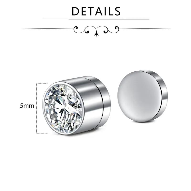 4 Pairs Stud Earrings Fake Cubic Zirconia Diamond Earrings for Women Men Silver summervibes