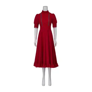 Pearl Cosplay Costume Horror Movie Women's Dresse Halloween Party Red Dress