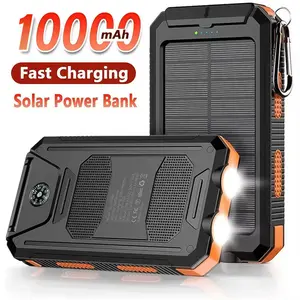 Outdoor waterproof solar portable charger. 10000mAh large-capacity portable charger Iphone. Editable solar light source for charging power supply. Suitable for beaches, outdoor hiking, fishing and travel solar charger power bank.