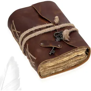 Vintage Leather Journal - Handmade Leather Bound journal with deckle edge paper for Men And Women Diary Notebook - Leather Sketchbook
