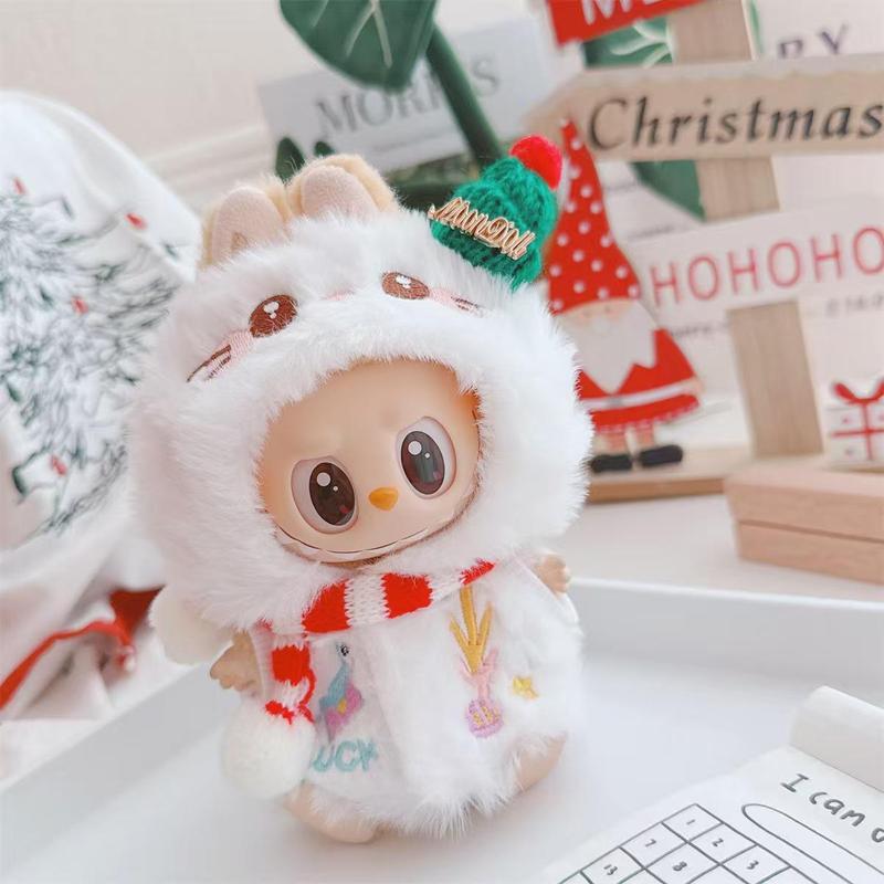 Labubu Winter Christmas Set Plush Toy for 1-3 Series 17cm Dolls Comfortable Fabric Festive Outfit Perfect Collector's Fashionable Holiday Gift