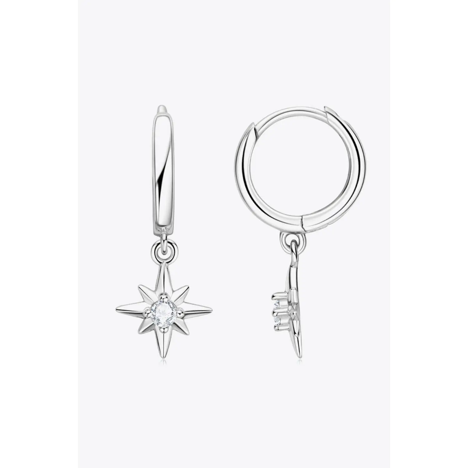 Sparkala™ Moissanite Star Drop Earrings (Platinum-Plated Fine Silver)