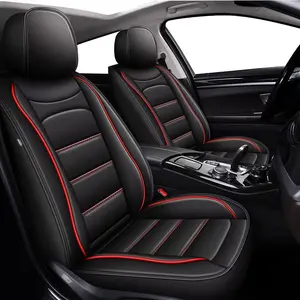 Car Seat Covers Full Set Fit for Toyota 4Runner 2003-2025 2026: 5 Seat Auto Interior Accessories, Waterproof Faux Leather Vehical Car Seat Cushion Covers(Black&Redline) Universal