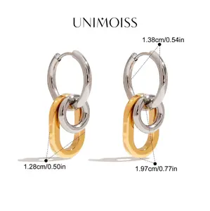 UniMoiss Interlocking Hoop Earrings Triple Ring Hoops Bold Statement Minimalist Huggie Hoops Jewelry Wedding Engagement Anniversary Valentine's Day Birthday Daily Wear