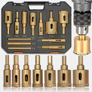12pcs Diamond Drill Bit Set for Glass, Marble & Stone - 6-35mm Hole Saw Kit with Hand Tools, Granite, Tile, Ceramic