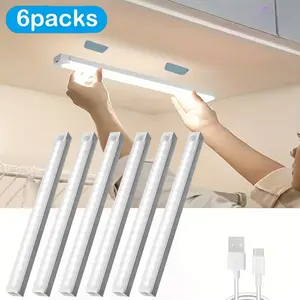 6-Piece Rechargeable USB Motion Sensor Night Light, Wireless LED Strip Lights for Bedroom Kitchen Cabinets Closets Stairs Hallway, Home Decor Lighting, Indoor Lighting