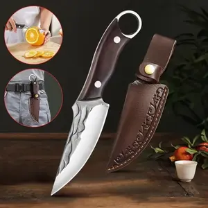 Professional Kitchen Knife Set, High Carbon Stainless Steel Forged Chef's Knife, Sharp Ergonomic Handle, Excellent for Meat, Vegetable & Fruit Chopping, Home Cooking Essential Kitchenware Meatcleavers Multipurpose Utility Outdoor Versatility, Blade, Woode