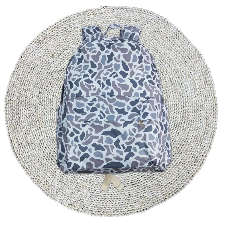 Kids Children Girls Boys Grey Old School Camouflage Hunting Season Zip Canvas Backpacks Bags Back To School