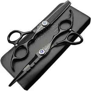 SHARONDS 6 Inch 440C High Hardness Stainless Steel Hair Scissors Hair Salon Hair Stylist Cutting Thinning Tool Barber Special (scissors set) (6 inch 2pc-A)
