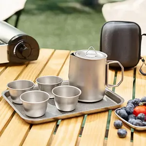 Outdoor Stainless Steel Camping Tea Set, Quick Cup, Titanium Alloy Tea Separator, Portable Travel Set