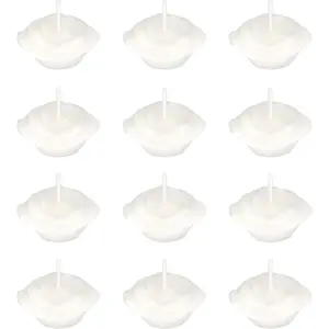 12 pcs Unscented Rose Petals Flower White Floating Candles, Hand Poured 1.5 Inch Diameter Wax Candles for Home Décor, Wedding Centerpieces, Holidays, Occasions, Events and Festivities