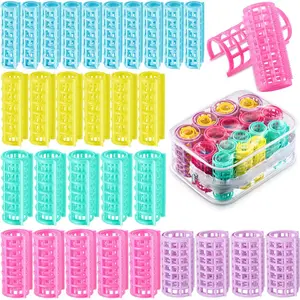 30 s Plastic Hair Rollers - Self-Grip Curlers in 5 Sizes, No Heat Required for DIY Hair Styling and Salon Use