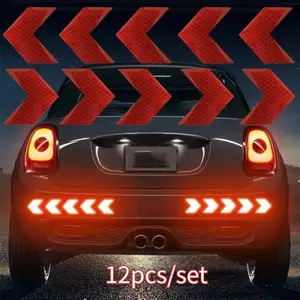 12-Piece Car Decorative Sticker Set - Reflective, Self-Adhesive Arrow Signs in Assorted Colors, Car Decals