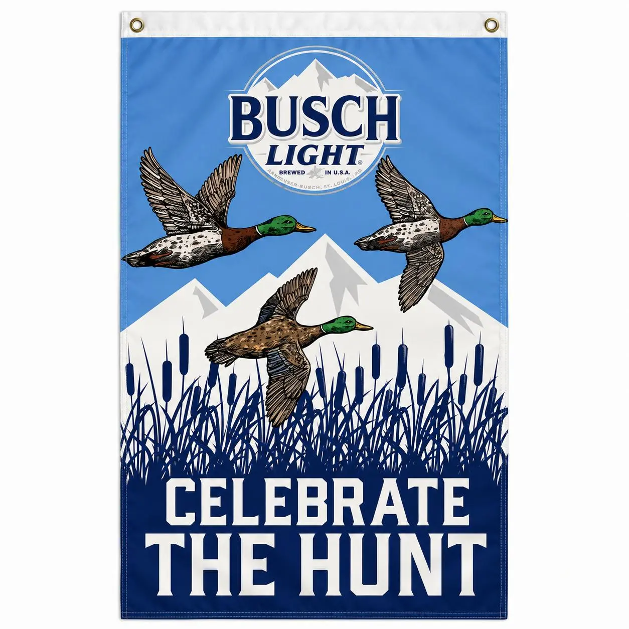 Busch Celebrate the Hunt Flag, 3x5 Ft Duck Hunting Banner, Rustic Outdoor Wall Decor for Hunting Cabin, Garage, Man Cave or Bar, Gift for Waterfowl Hunters