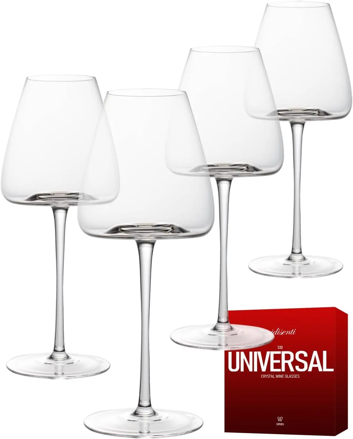 Hand-Blown 18OZ Crystal Wine Glasses Set of 4, Lead-Free Crystal Glasses with Unique Bottom Design for Red, White Wine, 530ml Gift
