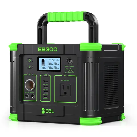 EBL 300W Portable Power Station - 231Wh Rechargeable Pure Sine Wave Safety Supply, 330W Output Power Solar Powered Generator for Emergency Prep, Camping, Tailgating, Road Trips (Lightweight Pack, Single Unit/Combo; Combo Shipped Separately)