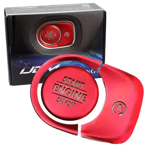 iJDMTOY 3pc Set Red Aluminum Keyless Engine Push Start Button & Surrounding Decoration Ring For Mercedes W167 GLE-Class, X167 GLS-Class, W463 G-Class