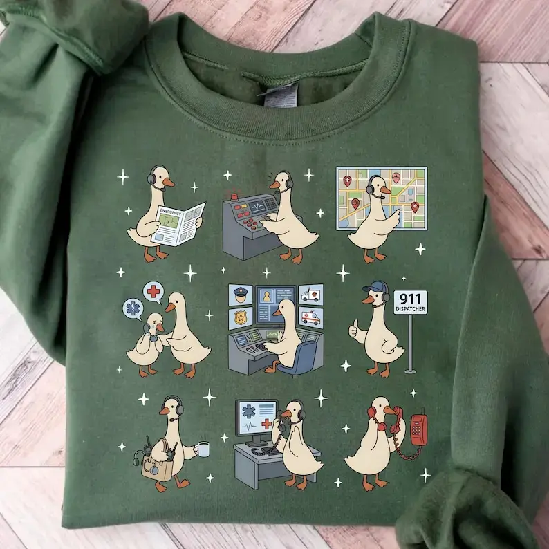 Silly Goose 911 Dispatcher Shirt - Funny Emergency Call Operator Gift, First Responder Mom Dad, EMS Dispatch Sweatshirt