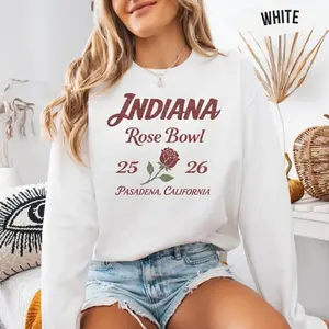 Indiana Rose Bowl 2026 Vintage Graphic Sweatshirt, Collegiate Style Pasadena California Sweater for Sports Fan and Alumni Gift, Perfect for Game Day Events and Casual Winter Streetwear Daily Apparel