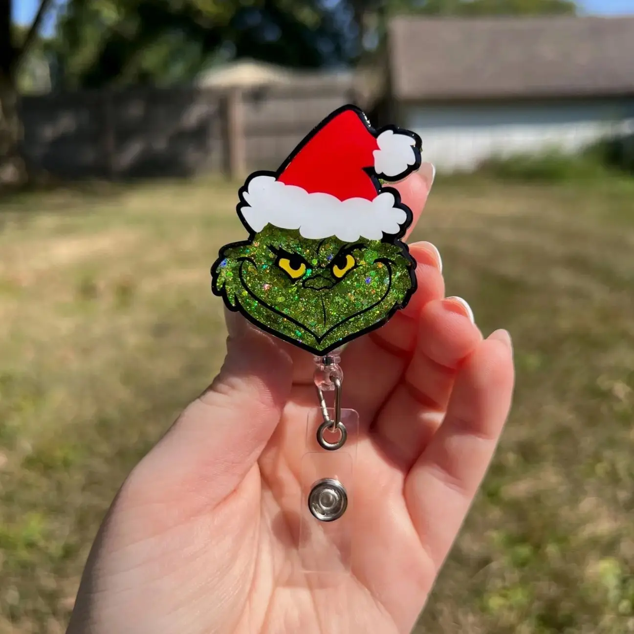 Mean Green Christmas Character Interchangeable Badge Reel