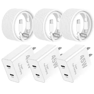 For iPhone 17 Pro Max Charger Fast Charging,3-Pack 45W Dual Port USB C Fast Charger Block with Extra Long 10FT 60W USB C to C Cable for iPhone 17/17 Pro/Air/16E/15