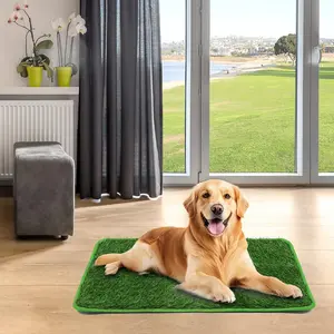 1/2 Pack Indoor Dog Grass Mat, Artificial Turf Pad for Dogs, Replacement Fake Grass Mat for Puppy & Dog Indoor Potty Training, Reusable Dog Pee Grass Patch, Easy to Clean & Strong Permeability, Hemmed Edge Design, Shed-Resistant