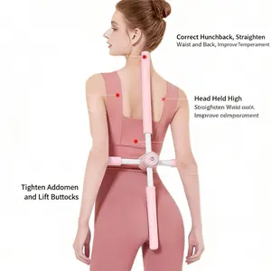 Adjustable Back Extender Stretching Aid，Pilates Back & Breath Contro，Yoga Posture Corrector，Stretch Shoulder Opener Stick，Body Shaping Open Shoulder & Back Stretch Tool，Hunchback Correction Stick，Posture Alignment Stick，Yoga Stick