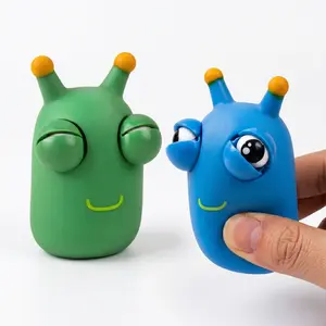Squishy,Funny Pop-Up Grass Worm Squeeze Stress Relief Toy Bouncing Eyed Worm Squeeze Stress Relief Fun Toy Adult and Children Gift (Blue+Green) outdoorfun