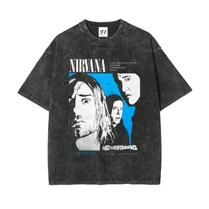 Nirvana Nevermind Acid Wash Oversized T-Shirt, 90s Grunge Rock Band Graphic, Vintage Washed Cotton Short Sleeve, Casual Streetwear for Men & Women