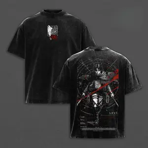 Levi Ackerman – Attack on Titan Tee & Hoodie  Double Printed Oversize Washed Shirt  Anime Graphic Streetwear for Fans