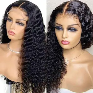 180% Deep Wave Frontal Wig 13x6 HD Lace Frontal Wigs For Women Kinky Curly Lace Front Human Hair Wig 13x4 High Density Wig