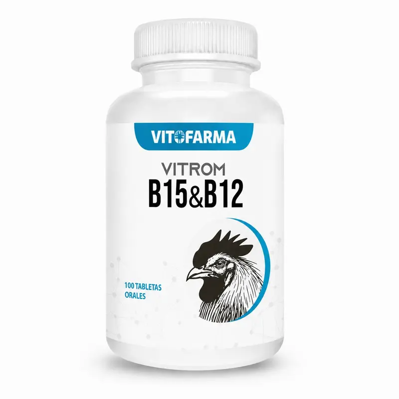 Vitofarma Vitrom B15 & B12 Nutritional Bird Healthcare Supplement - 100 Easy-to-Administer Tablets, Bottle-Packaged, Easy Admin, Supports Adult Roosters' Health, 24-Month Wellness & Balanced Diet Aid