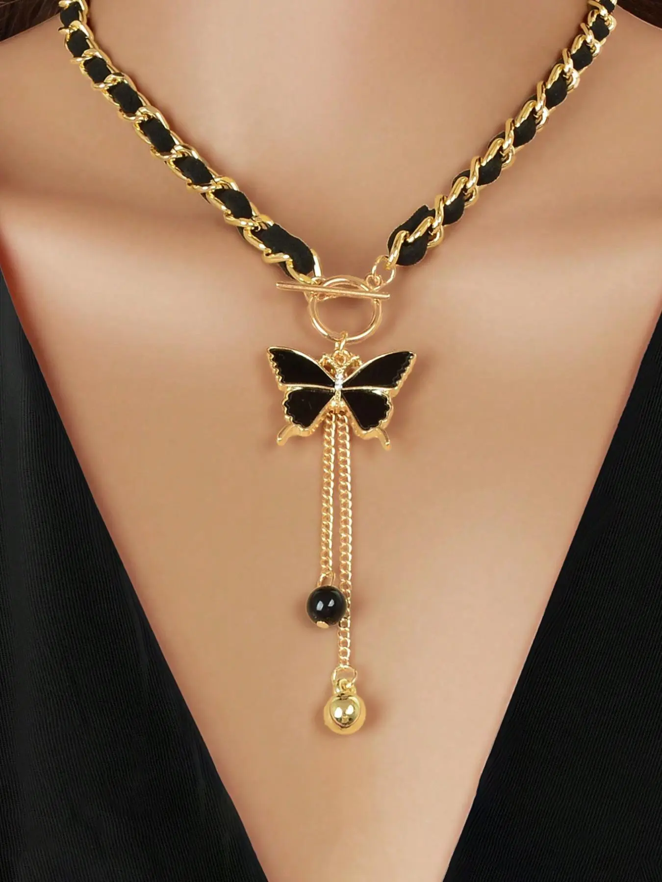 Women's Elegant Butterfly Design Pendant Alloy Necklace, Fashion Jewelry for Party, Daily Clothing Decor, Trendy All-match & Exquisite Chain Jewelry for Birthday Gift