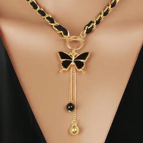 Women's Elegant Butterfly Design Pendant, Fashion Jewelry for Party, Daily Clothing Decor, Trendy All-match & Exquisite Chain Jewelry for Birthday Gift, Decorative Necklace