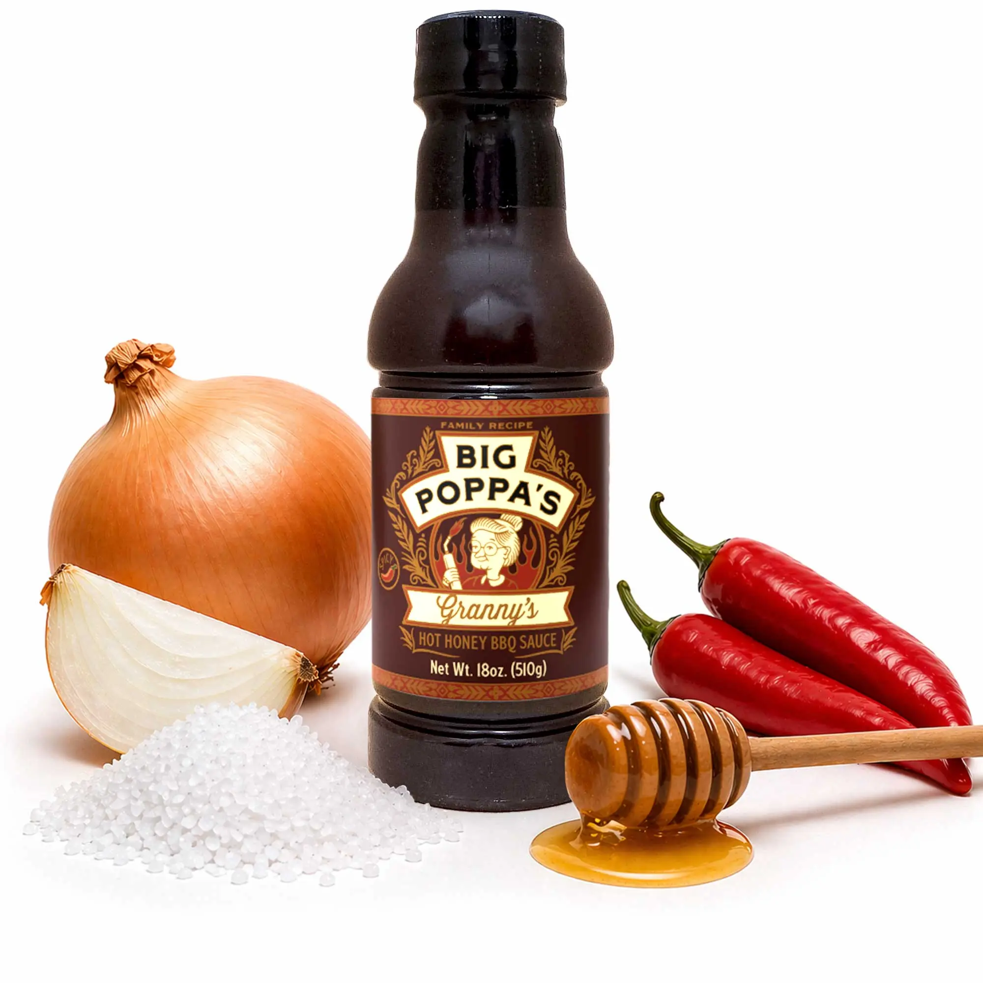 Granny's Hot Honey BBQ Sauce 18oz | Sweet Heat BBQ Sauce for Ribs Chicken & Pulled Pork