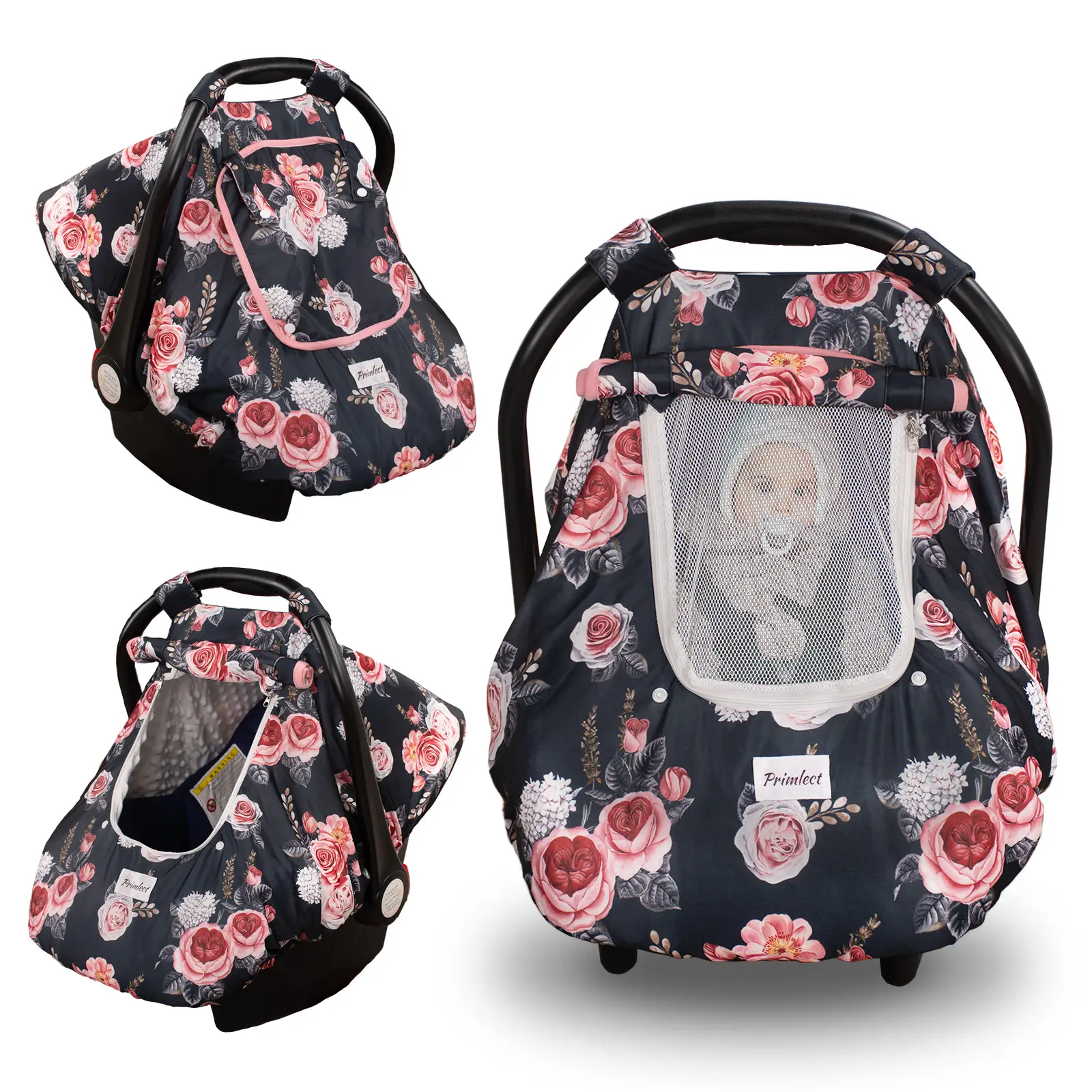 Car Seat Cover Baby, Minky Baby Car Seat Cover, 3 in 1 Carseat Sover for Winter, Winter Carseat Cover for Baby with Storage Bag