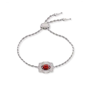 Ultra Mini Belt Buckle Birthstone Bracelet - Silver