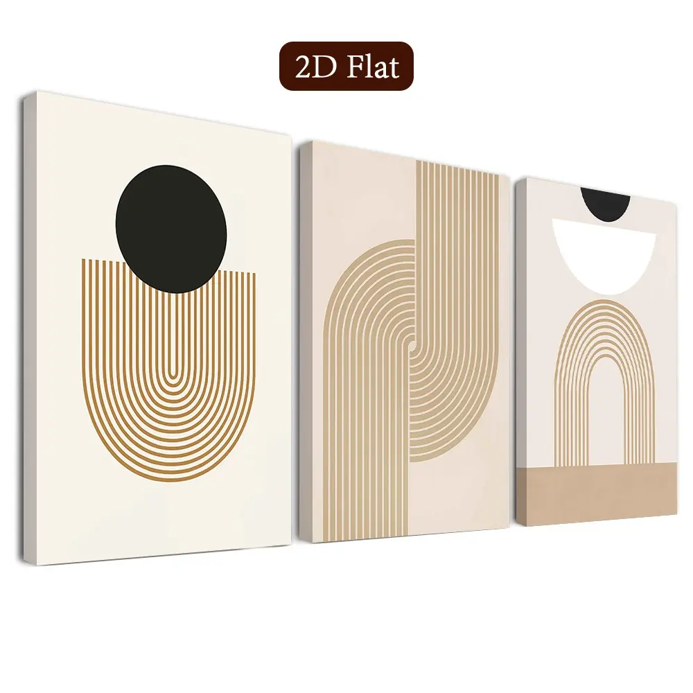 Modern Abstract Design Art Poster Set, Geometric Wall Decor for Living Room, Bedroom, Home Office, Bathroom, Framed Minimalist Canvas Prints Decoration Items